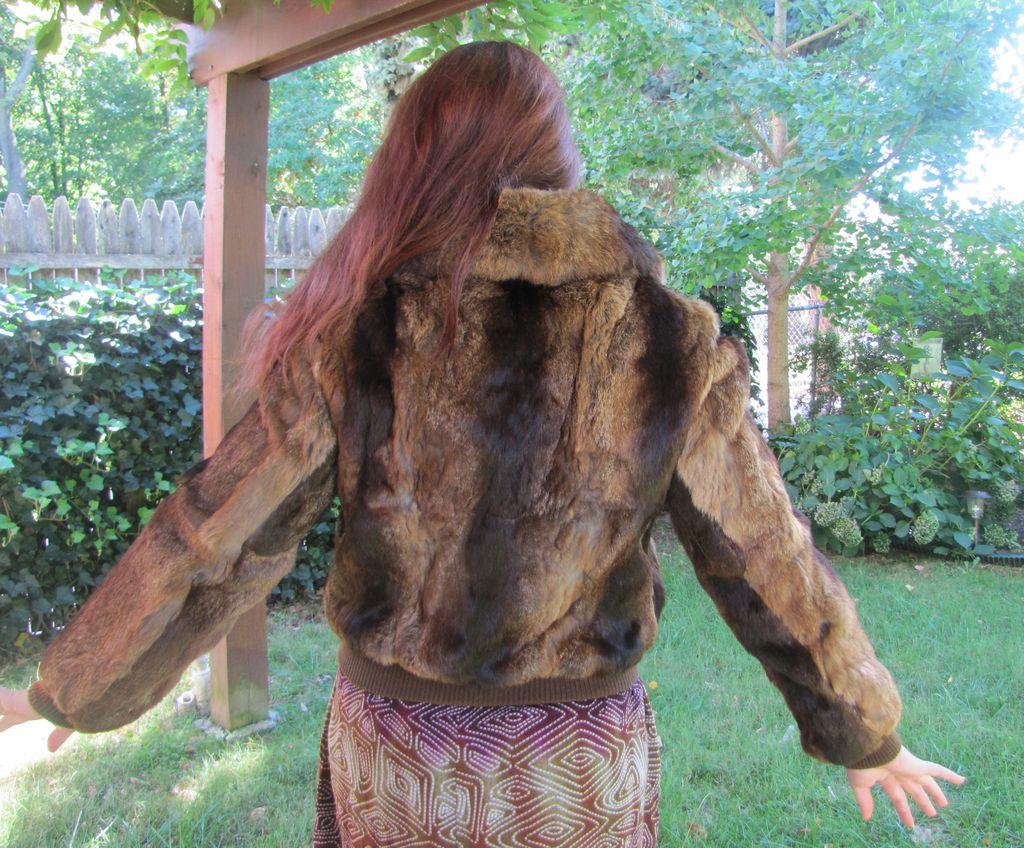 AntiqueOyster: Niki Genuine Natural Rabbit Fur Coat Jacket