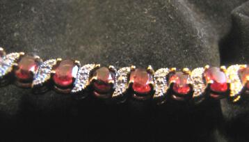 Sterling Silver 925 Ruby Diamond Bracelet - Gold Vermeil