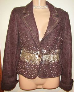 Wool Blend Beaded Jacket Blazer Swarovski Crystals Sequins True Meaning